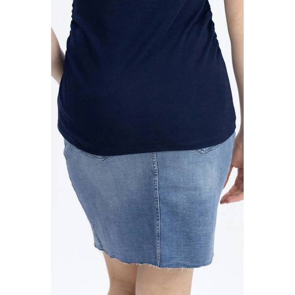 NEW ANGEL MATERNITY maternity over-the-bump skirt in denim - Picture 3 of 3